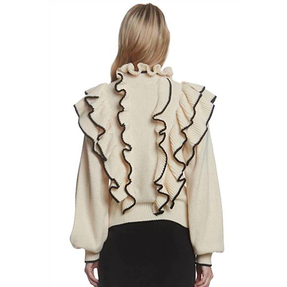 NEW STELLAH tipping ruffle sweater in cream - Picture 4 of 4
